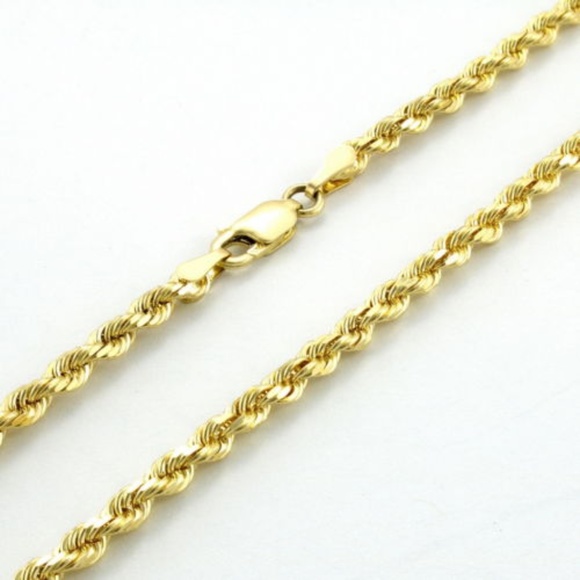 14k Gold Italian 4mm Diamond Cut Hollow Rope  Chain 18" inches - Picture 1 of 4